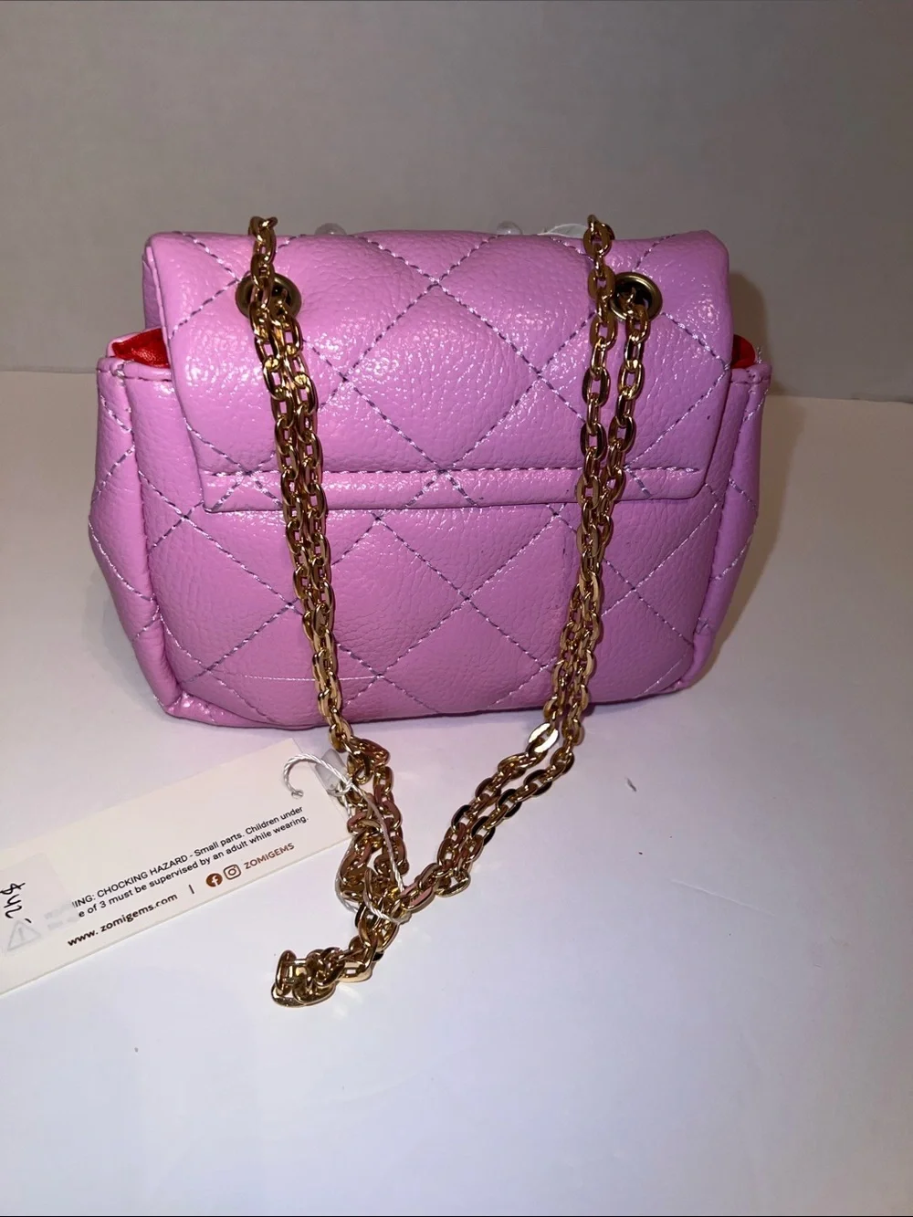 .NWT Tiny Treats Pink Purse with White Rose and Pearl Accents.​